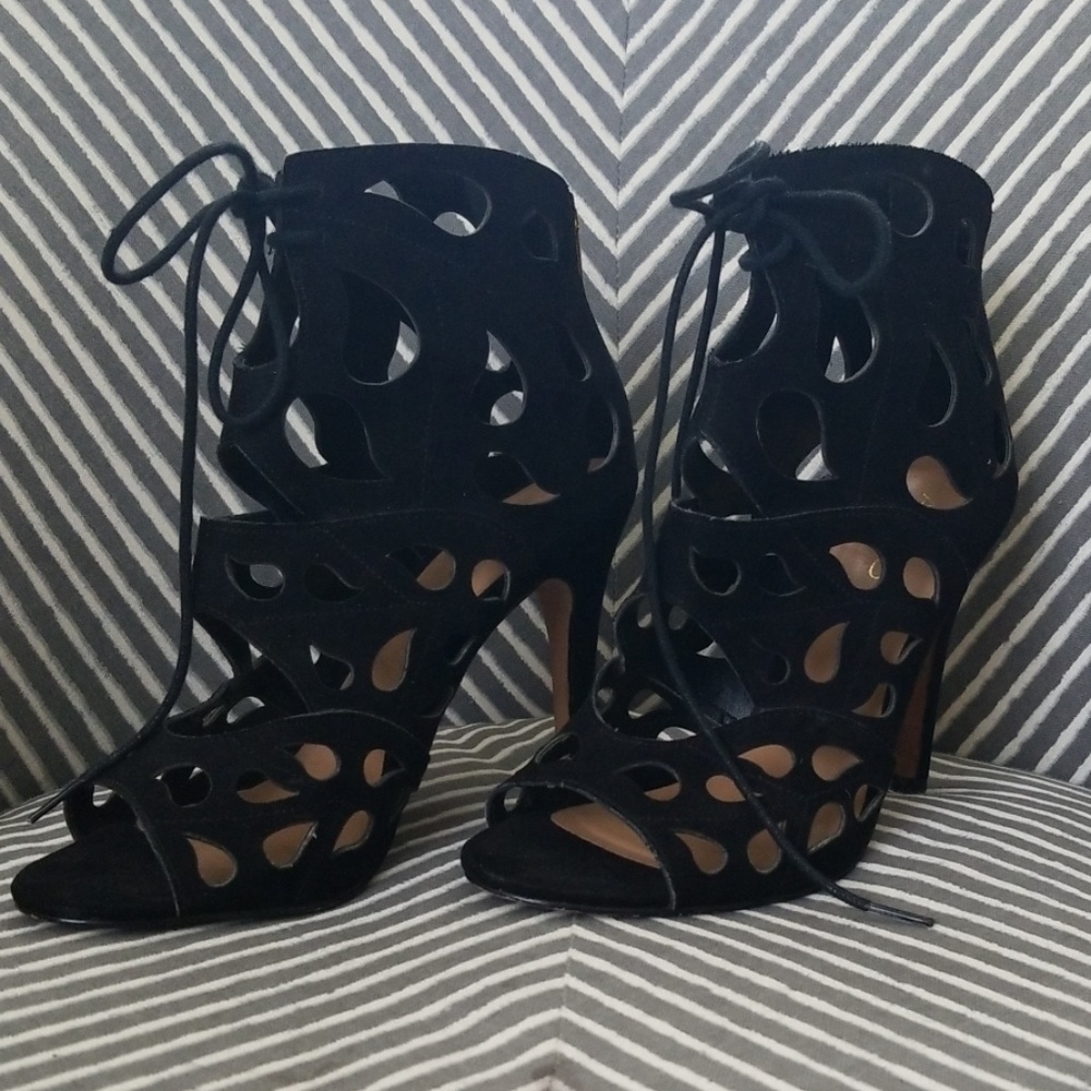 Aldo Black Suede Cut Out Stiletto
